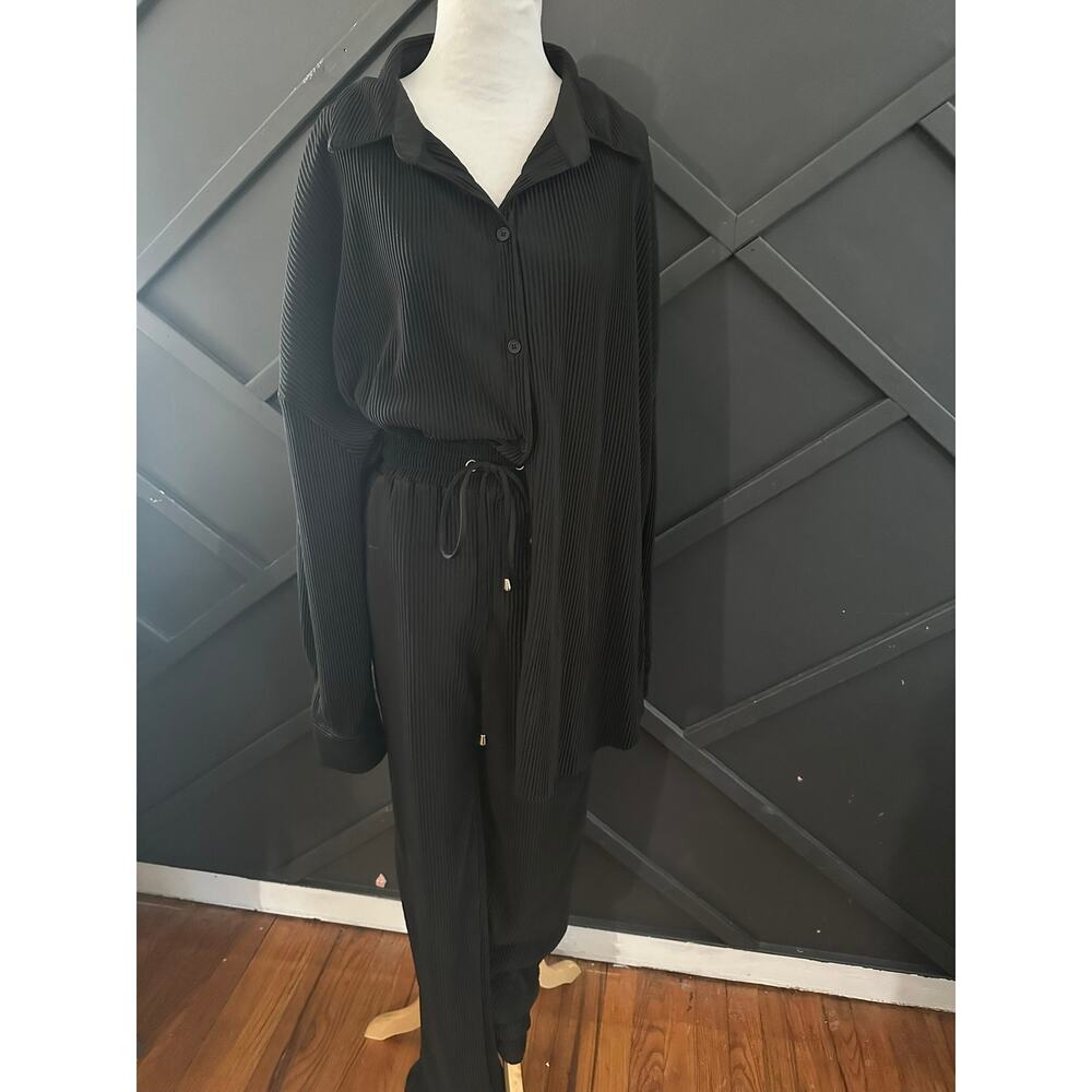 JLUXLABEL Black Pleated Jumpsuit